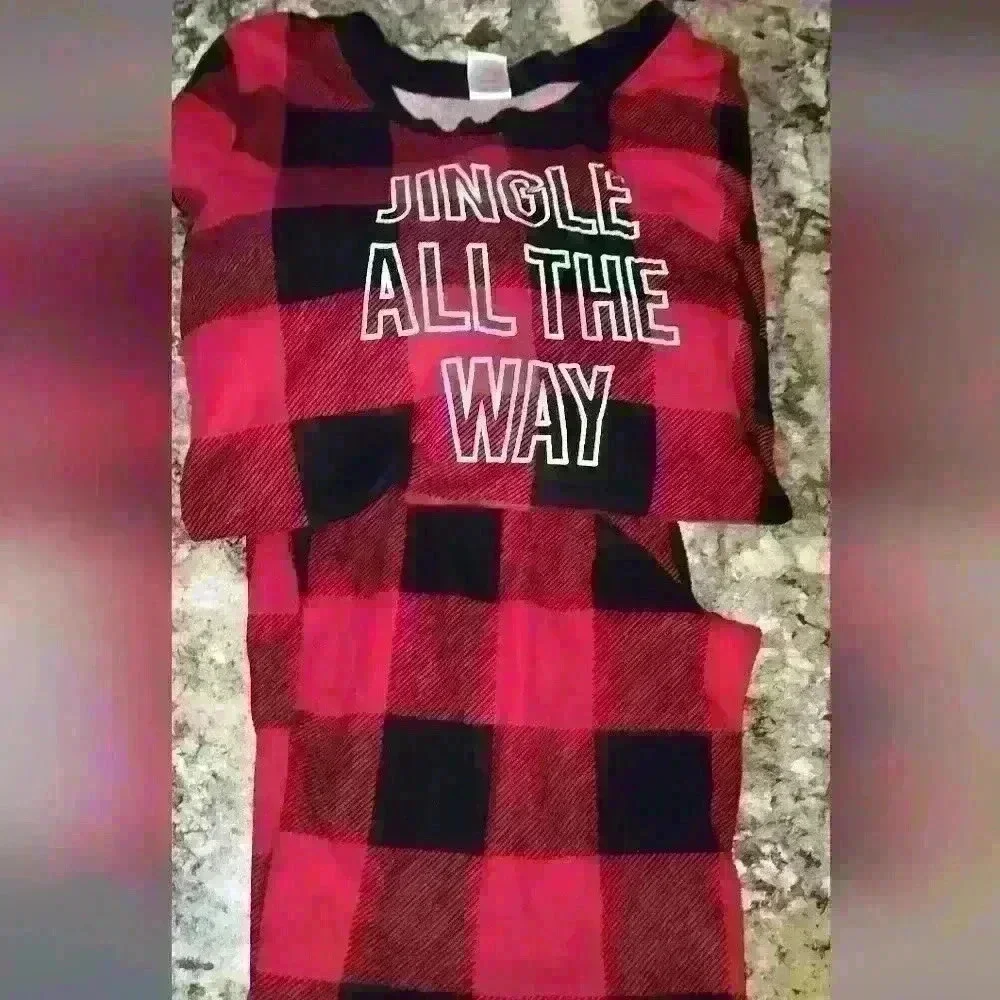 Christmas pajamas black white red plaid size extra small